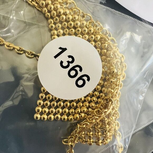 Gold Toned Chainmail Choker Mesh Necklace Triangular PRETTY 1366 - Picture 7 of 7